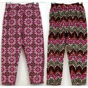2 Hanna Andersson Leggings Pants girls sz 90 3T Chevron Medallion Cotton Fall